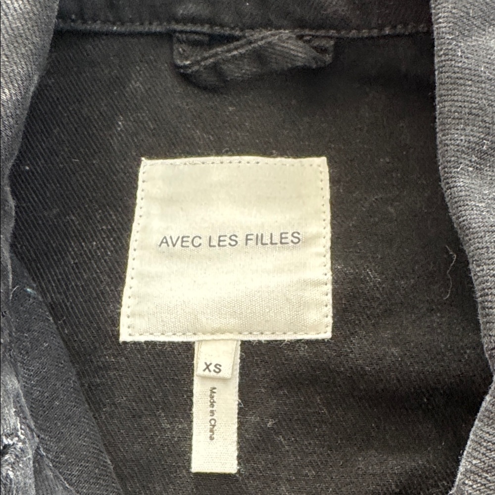 Avec Les Filles Acid Washed Black Denim Jacket - Picture 2 of 9